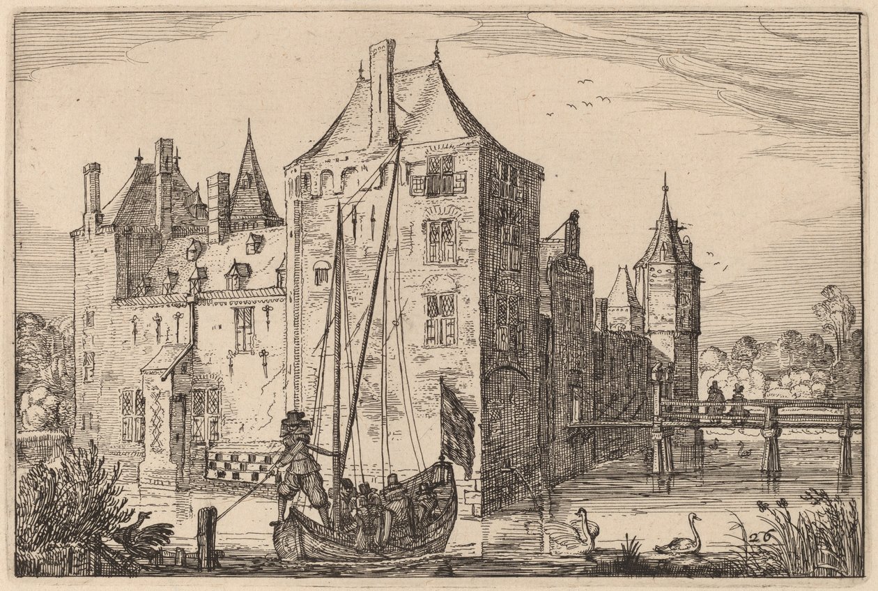 Kasteel (Warmond?) door Claes Jansz Visscher after Johannes van Doetechum, the Elder after Lucas