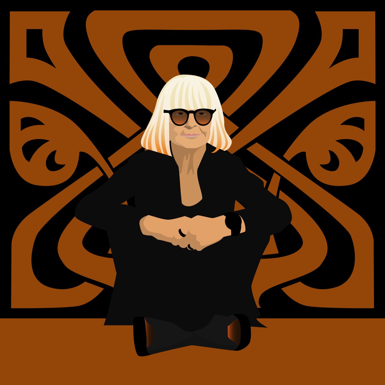 Portret van Barbara Hulanicki, modeontwerper, oprichter van Biba, interieurontwerper en illustrator door Claire Huntley