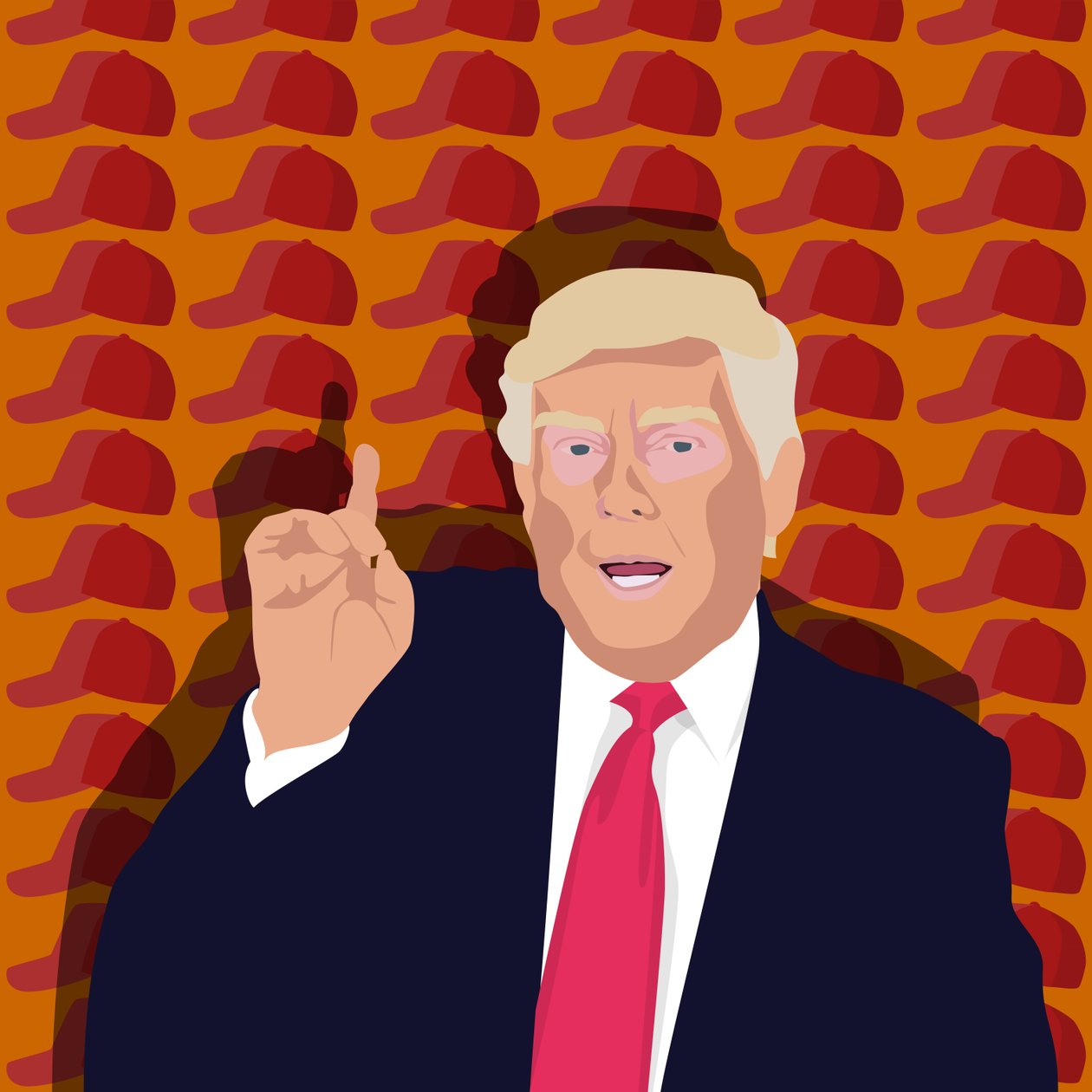 Trump en de baseballpet door Claire Huntley