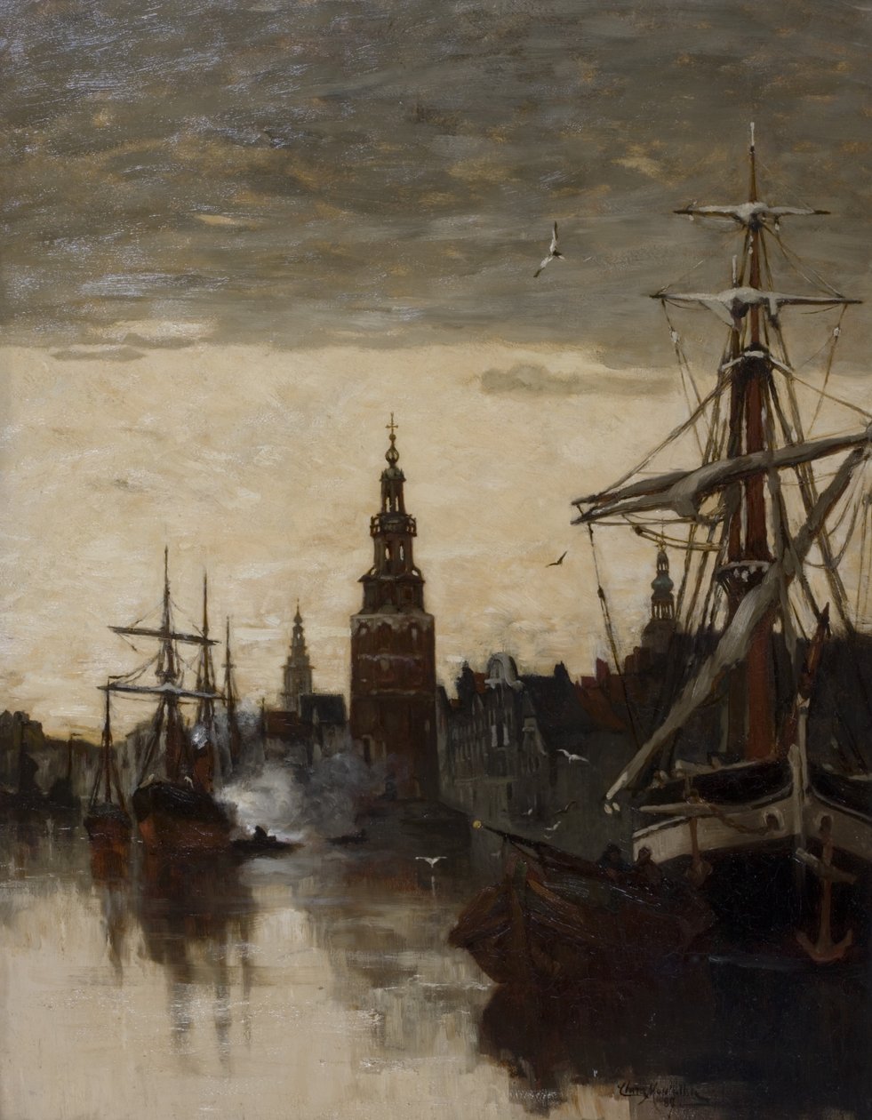 Oude wachttoren, Amsterdam door Clara Montalba