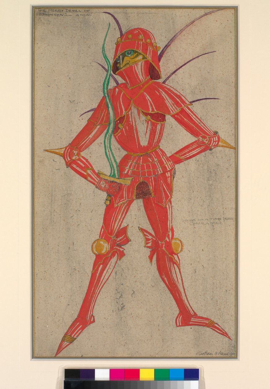 Coreb - een geest, ontwerp voor een toneelkostuum voor The Merry Devil of Edmonton, 1921 door Claud Lovat Fraser