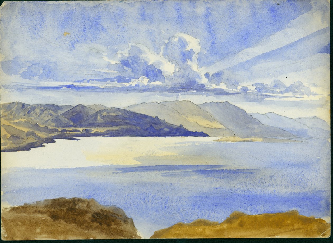 Uitzicht op de Dode Zee naar het Zuiden, 1875 door Claude Conder