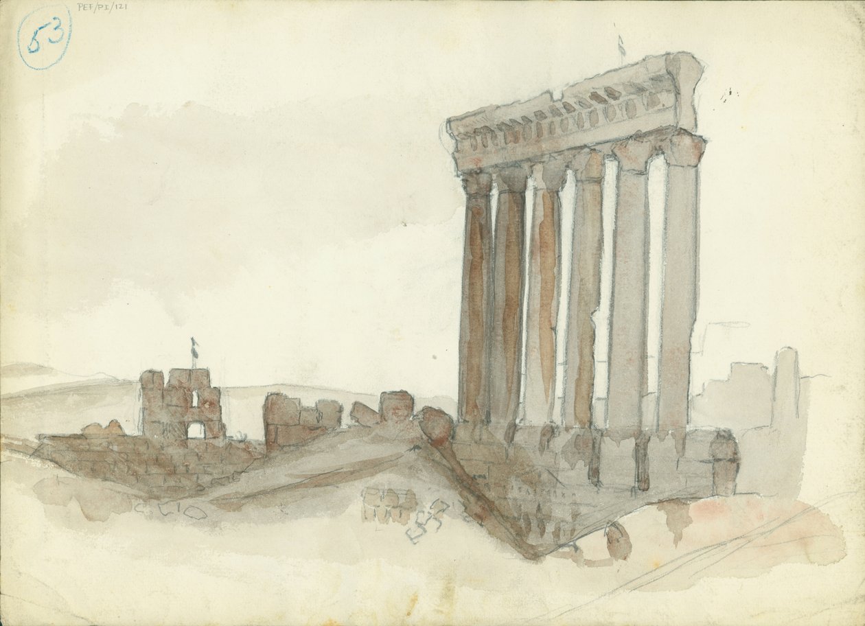 Tempel van Jupiter, Baalbeck door Claude Conder