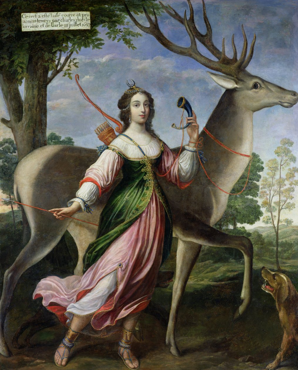 Marie de Rohan-Montbazon (1600-79) Hertogin van Chevreuse als Diana de Jageres door Claude Deruet