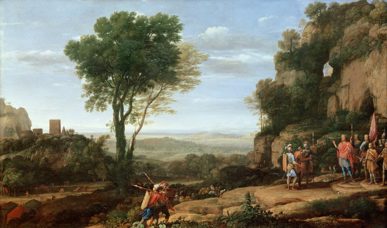 Landschap met David in de Grot van Abdullam, 1658 door Claude Lorrain