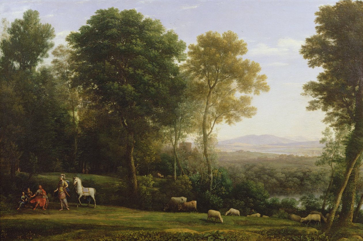 Landschap met Erminia in gesprek met de oude man en zijn zonen door Claude Lorrain