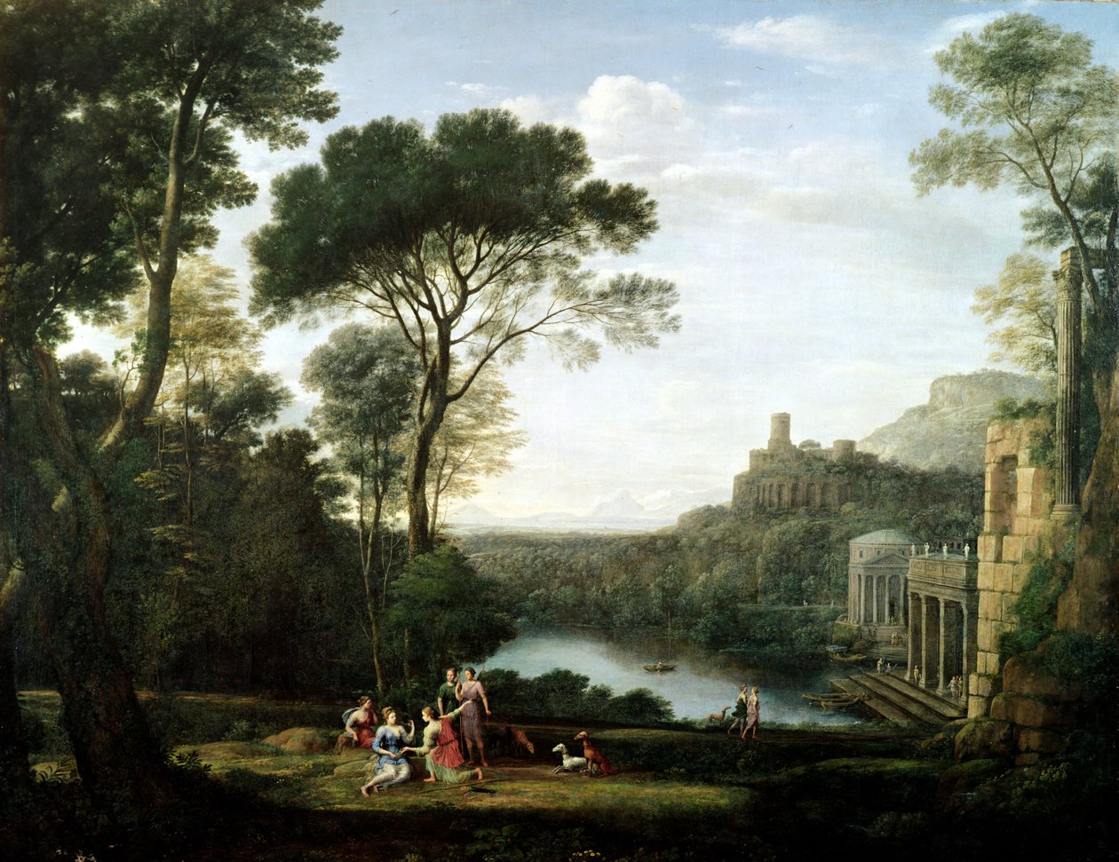 Landschap met de nimf Egeria door Claude Lorrain
