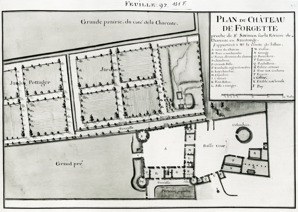 Fol.97 Plan van het Kasteel van Forgette, nabij Saint-Savinien, uit 
