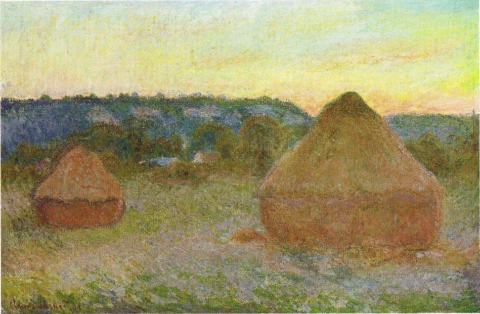 Hooistapels einde van de dag, herfst door Claude Monet