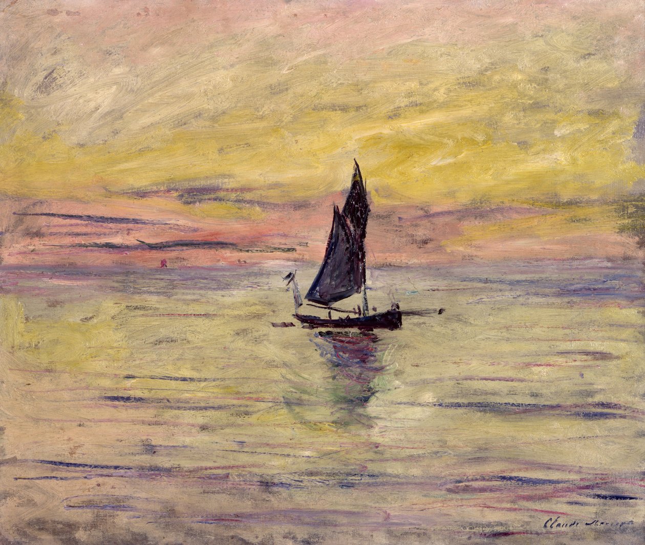 De zeilboot, avond effect, 1885 door Claude Monet