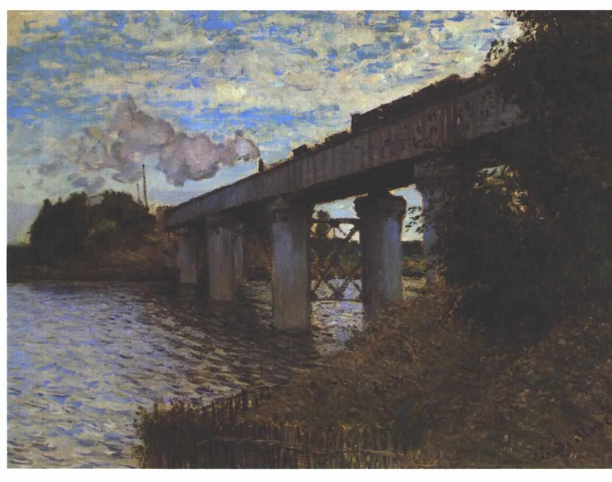De treinbrug in Argenteuil door Claude Monet