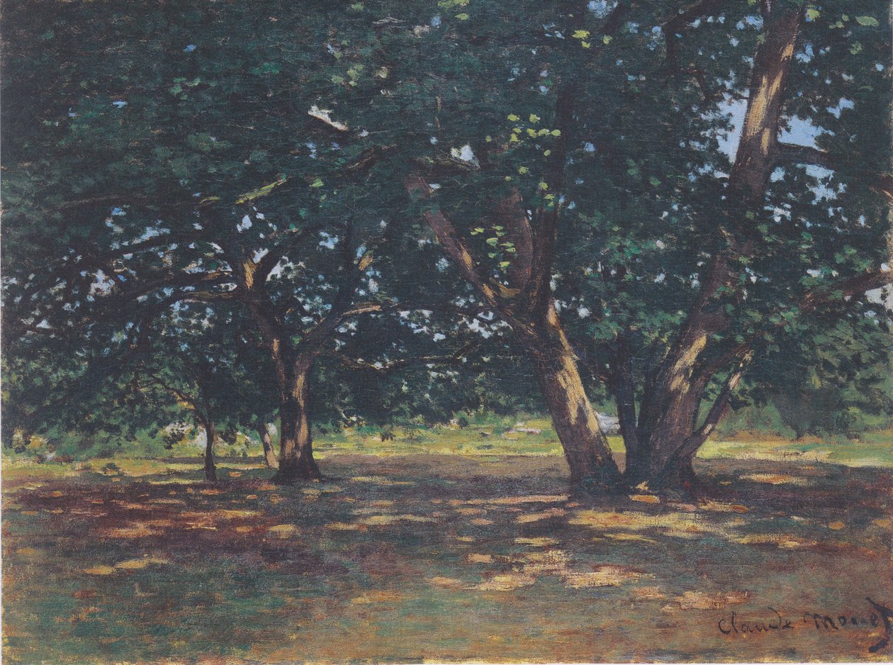 Bos van Fontainebleau door Claude Monet