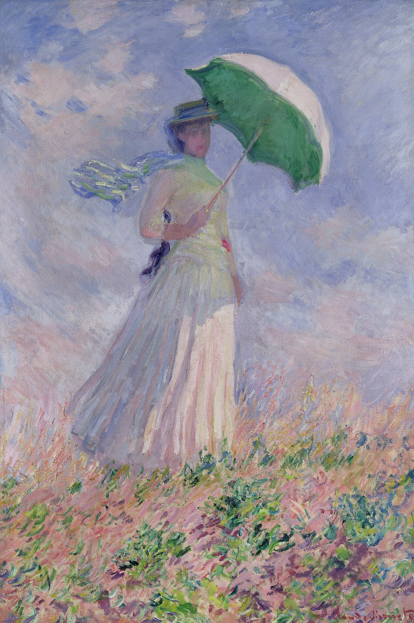 Vrouw met een parasol naar rechts gedraaid, 1886 door Claude Monet