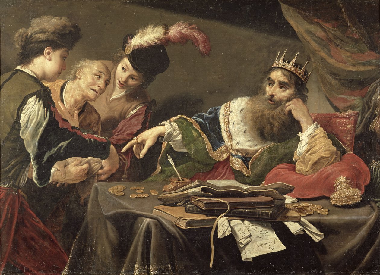 Croesus ontvangt een eerbetoon van een Lydische boer, 1629 door Claude Vignon