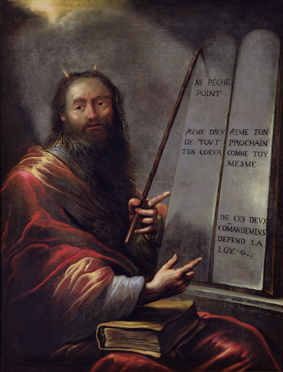 Mozes en de stenen tafelen door Claude Vignon