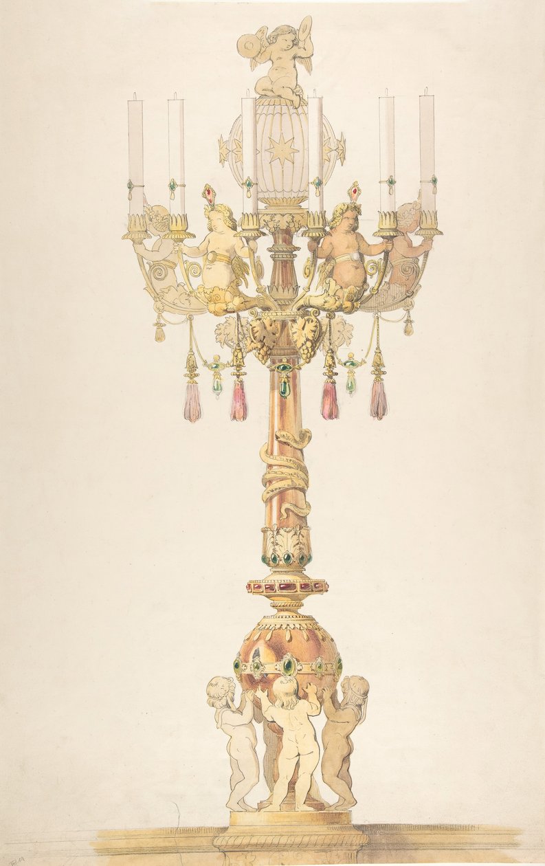 Ontwerp voor een kandelaar door Claude Aimé Chenavard