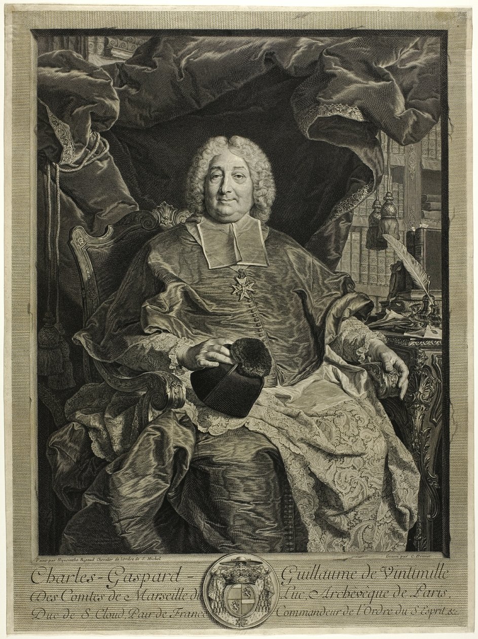 Portret van Charles-Gaspard-Guillaume de Vintimille, Aartsbisschop van Parijs door Claude Drevet