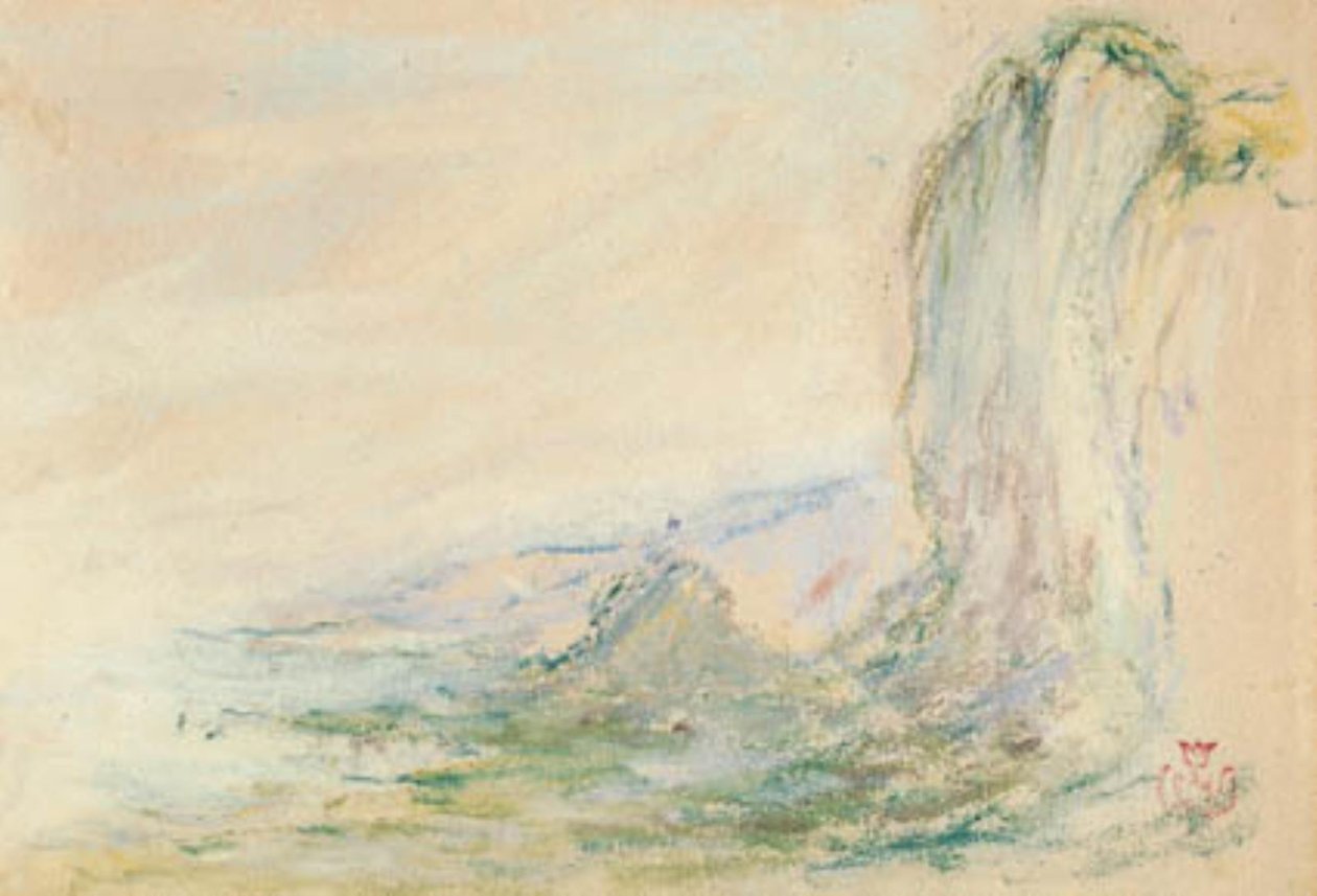 De rotsen bij Étretat bij eb door Claude Emile Schuffenecker