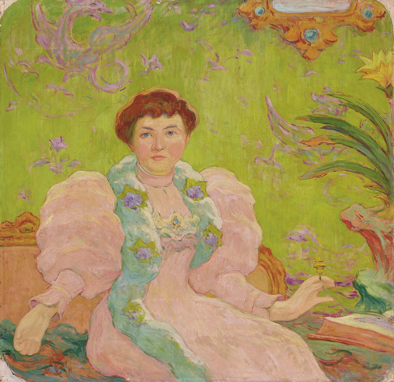Jonge vrouw in roze jurk, ca. 1893 door Claude Emile Schuffenecker