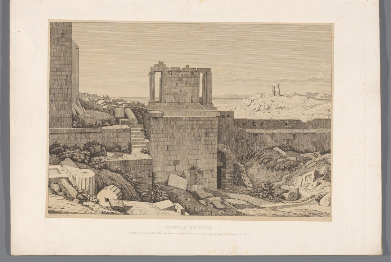 Gezicht op de Akropolis van Athene door Claude Félix Théodore Caruelle d