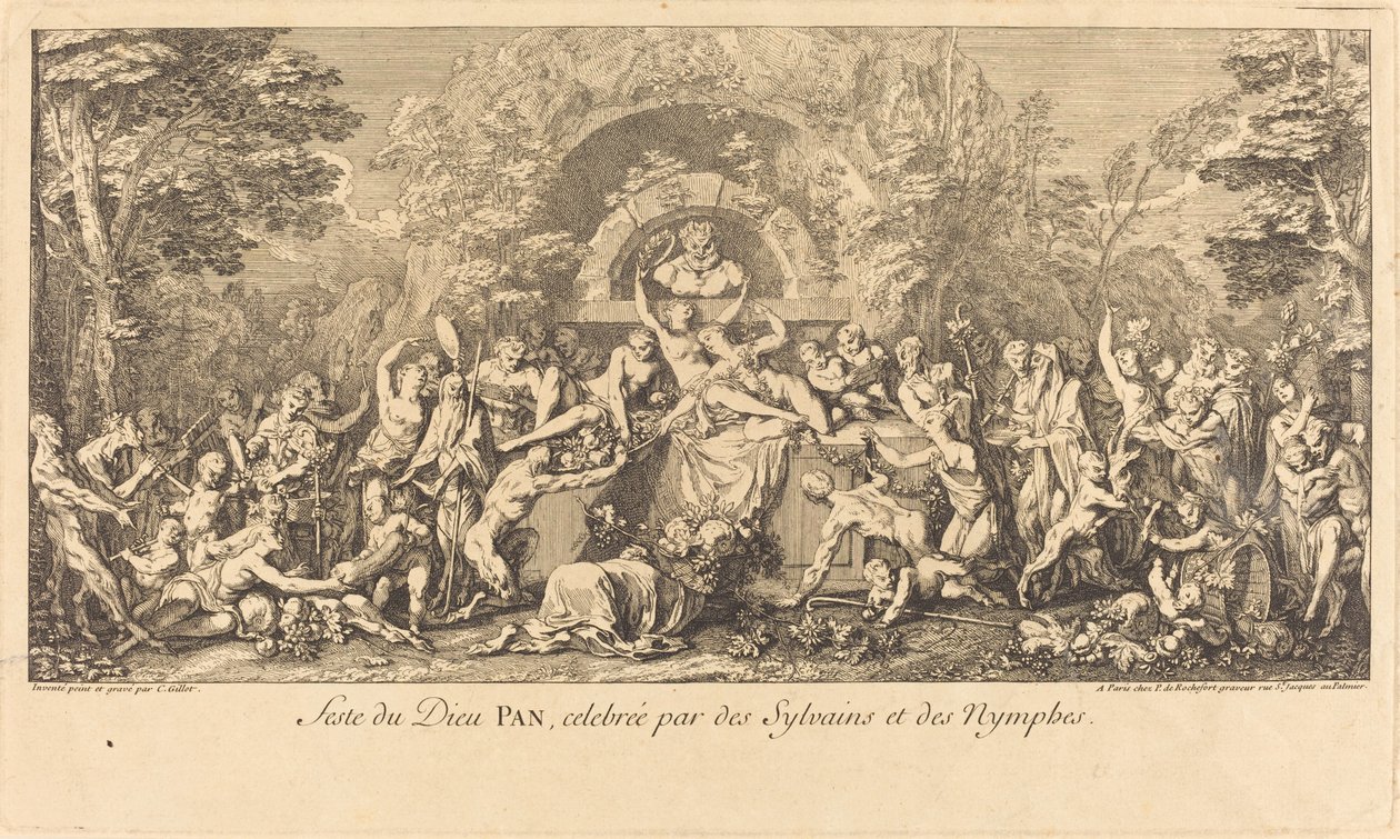 Feest van de God Pan Gevierd door Sylvans en Nimfen door Claude Gillot
