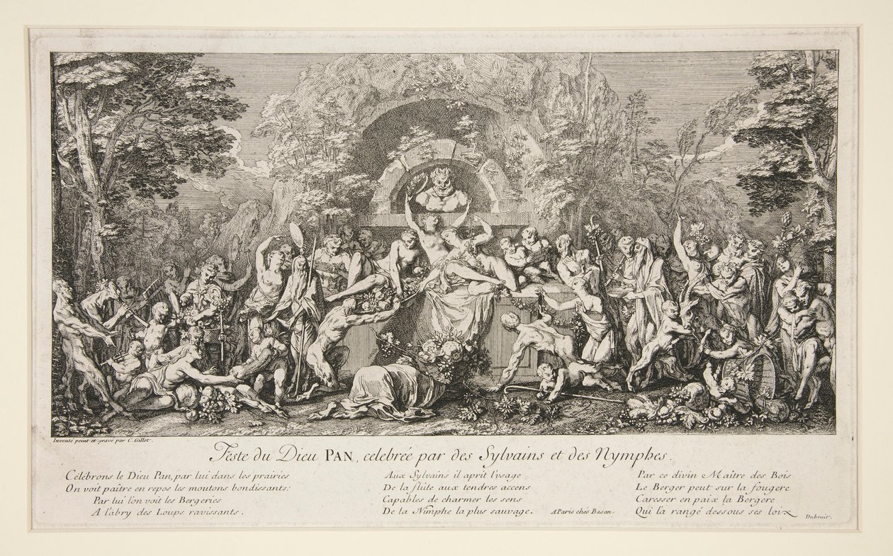 Fête du Dieu Pan, gevierd door Sylvains en Nymfen door Claude Gillot