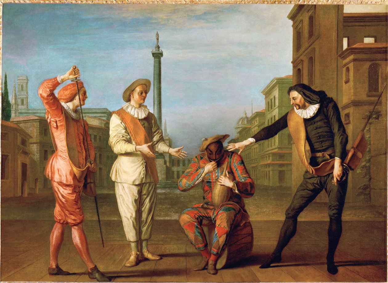 Scènes uit de komedie " Le tombeau de Maitre Andre " ... door Claude Gillot