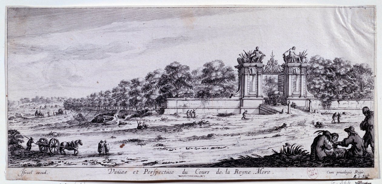 Zicht en perspectief van de Cours de la Reine Mere door Claude Goyrand