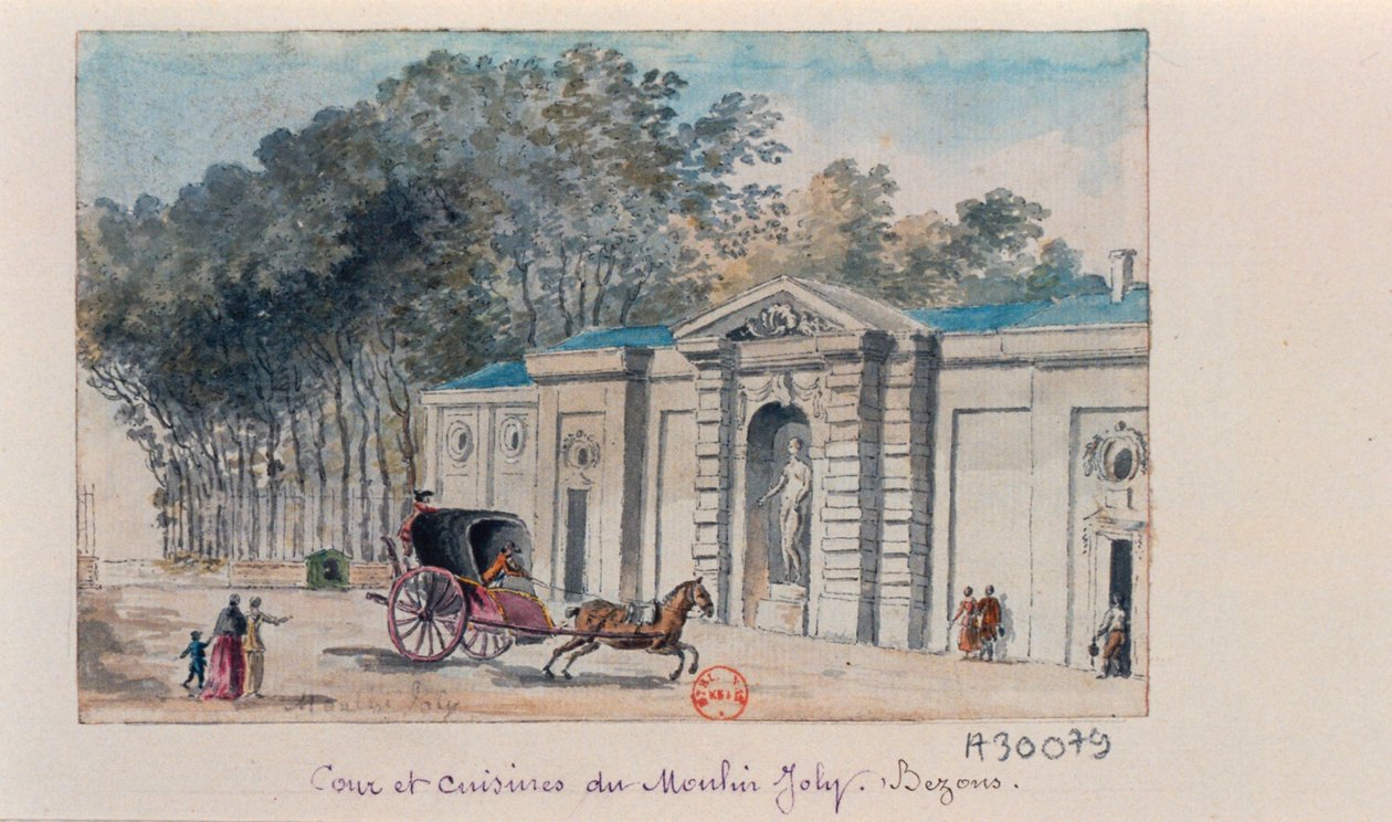 Claude Henri Watelet - Binnenplaats en keukens van de Moulin Joly door Claude Henri Watelet