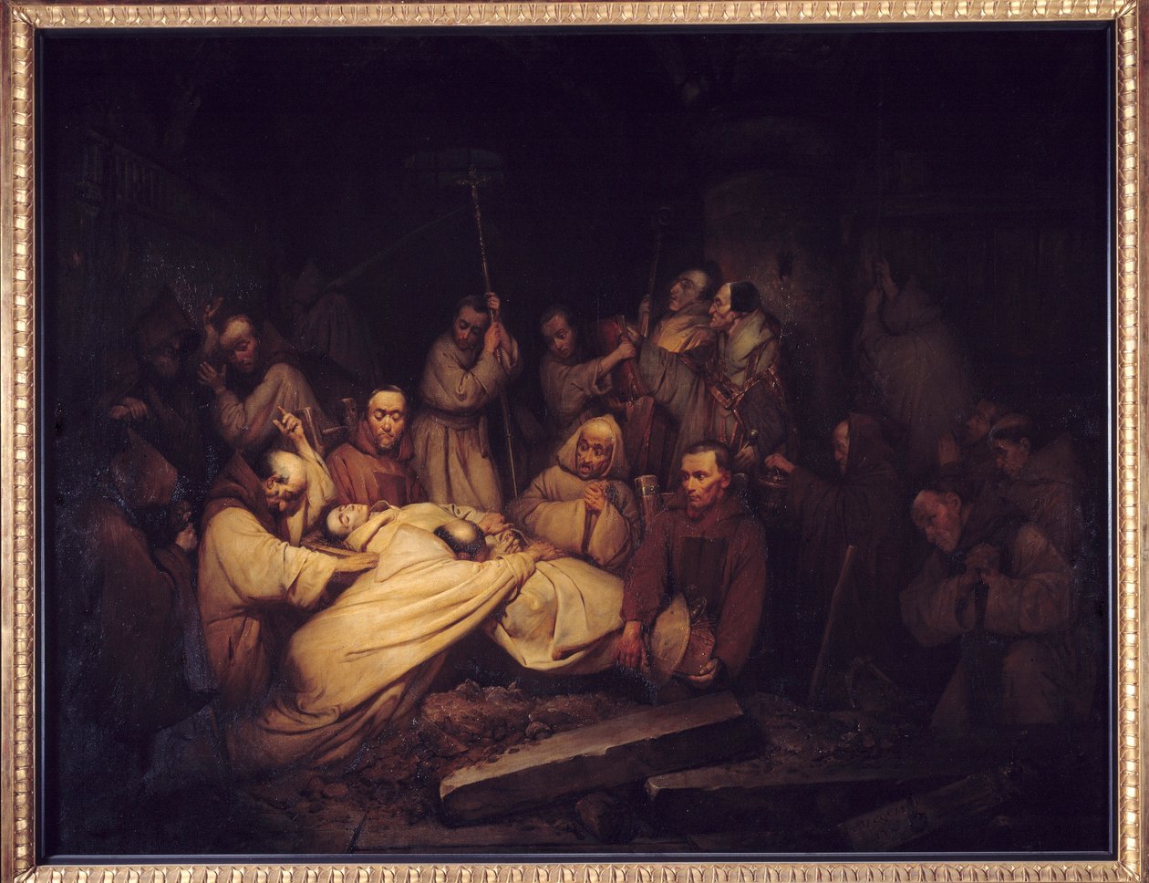 De graaf van Comminges. Laatste scène van de Memoires van de graaf van Comminges door Claude Jacquand