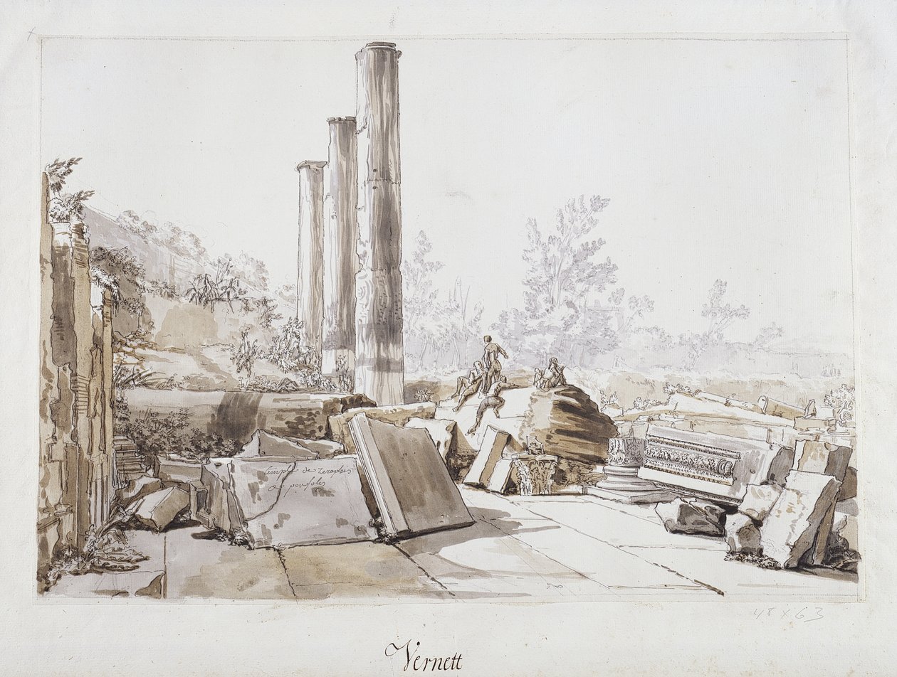 Ruïnes van de Tempel van Serapis in Pozzuoli, 1750 door Claude Joseph Vernet