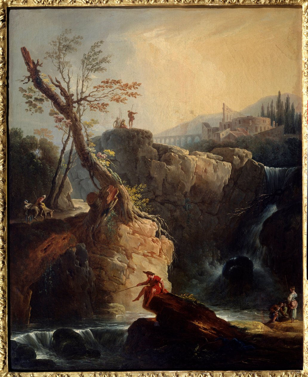 De waterval door Claude Joseph Vernet