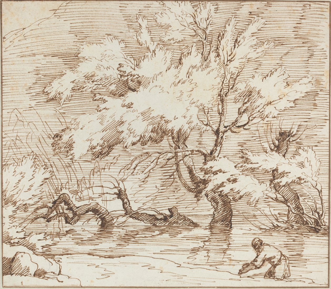 Bomen Weerspiegeld in een Beek door Claude Joseph Vernet