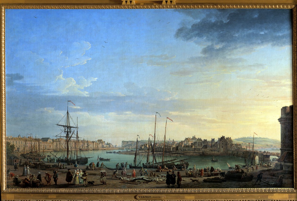 Uitzicht op de haven van Dieppe door Claude Joseph Vernet