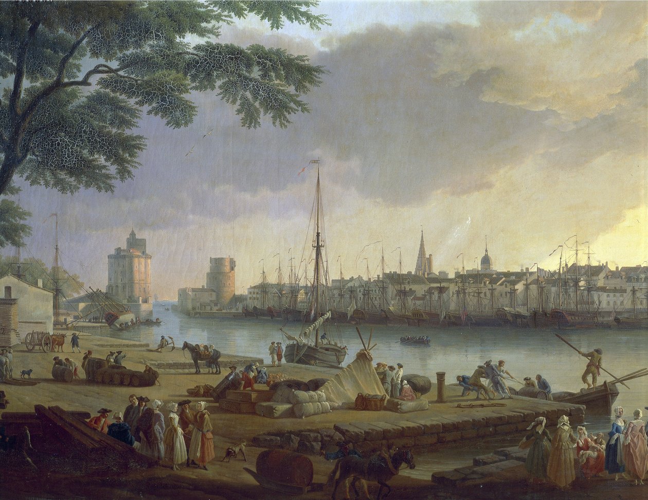 Gezicht op de haven van La Rochelle Schilderij van Joseph Vernet (1714-1789), detail door Claude Joseph Vernet