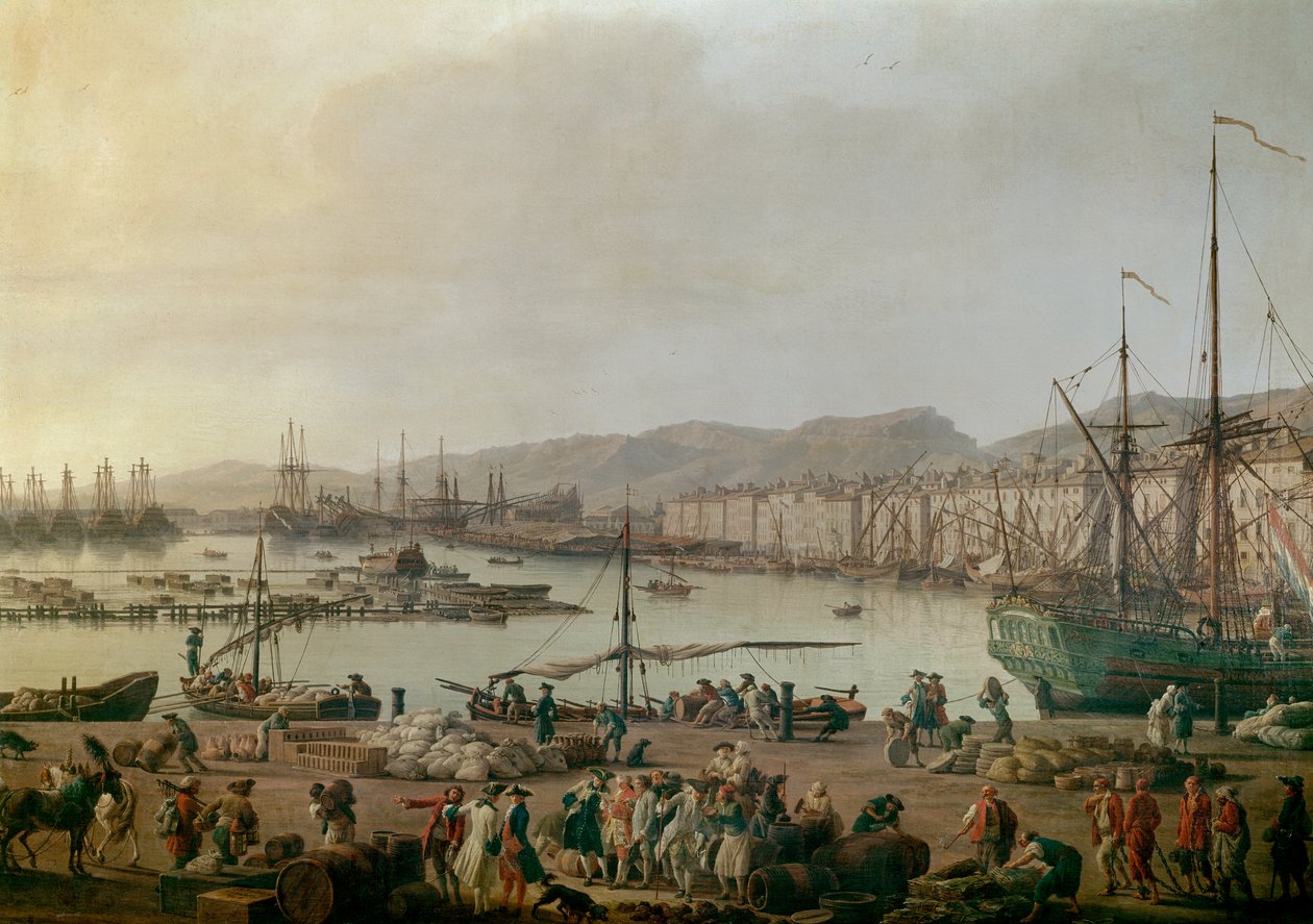 Uitzicht op de haven van Toulon (detail), schilderij door Joseph Vernet door Claude Joseph Vernet