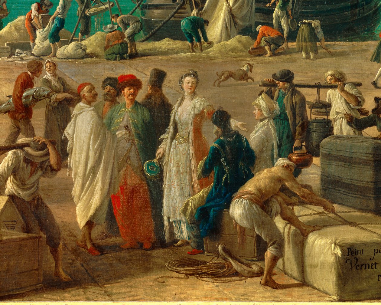 (detail) De haven van Marseille in de 18e eeuw door Claude Joseph Vernet