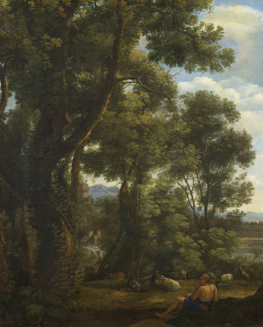 Landschap met een geitenhoeder en geiten door Claude Lorrain