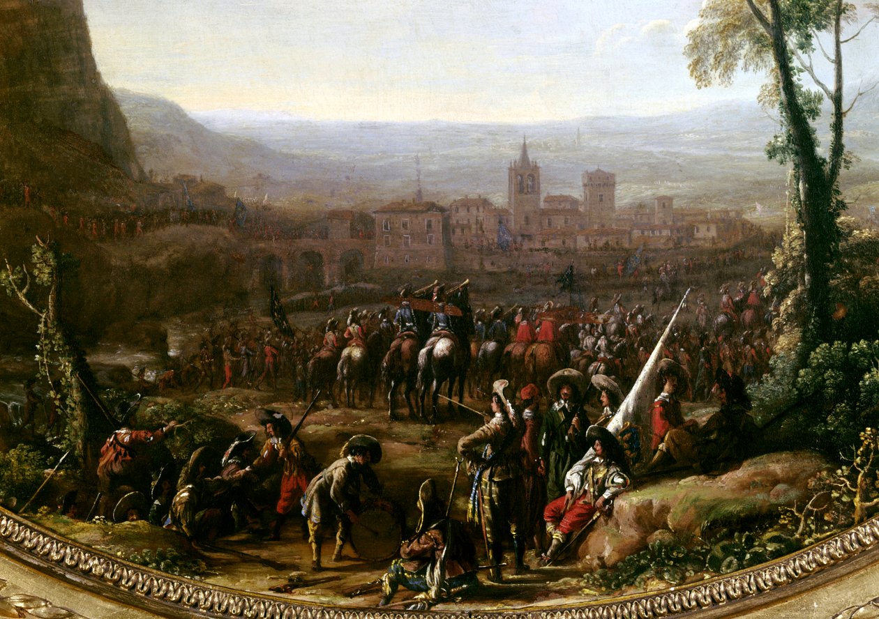 Lodewijk XIII dwong de Pas de Susa nabij Turijn, verdedigd door de troepen van de Hertog van Savoye in 1629 (detail) door Claude Lorrain