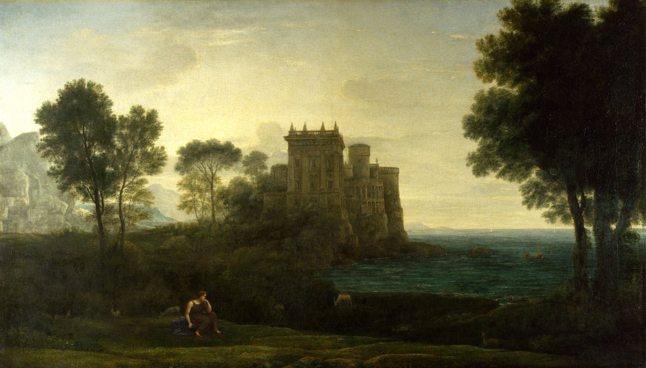 Landschap met Psyche voor het paleis van Cupido of het betoverde kasteel door Claude Lorrain