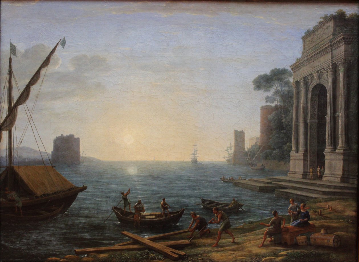 Een zeehaven bij zonsopgang door Claude Lorrain