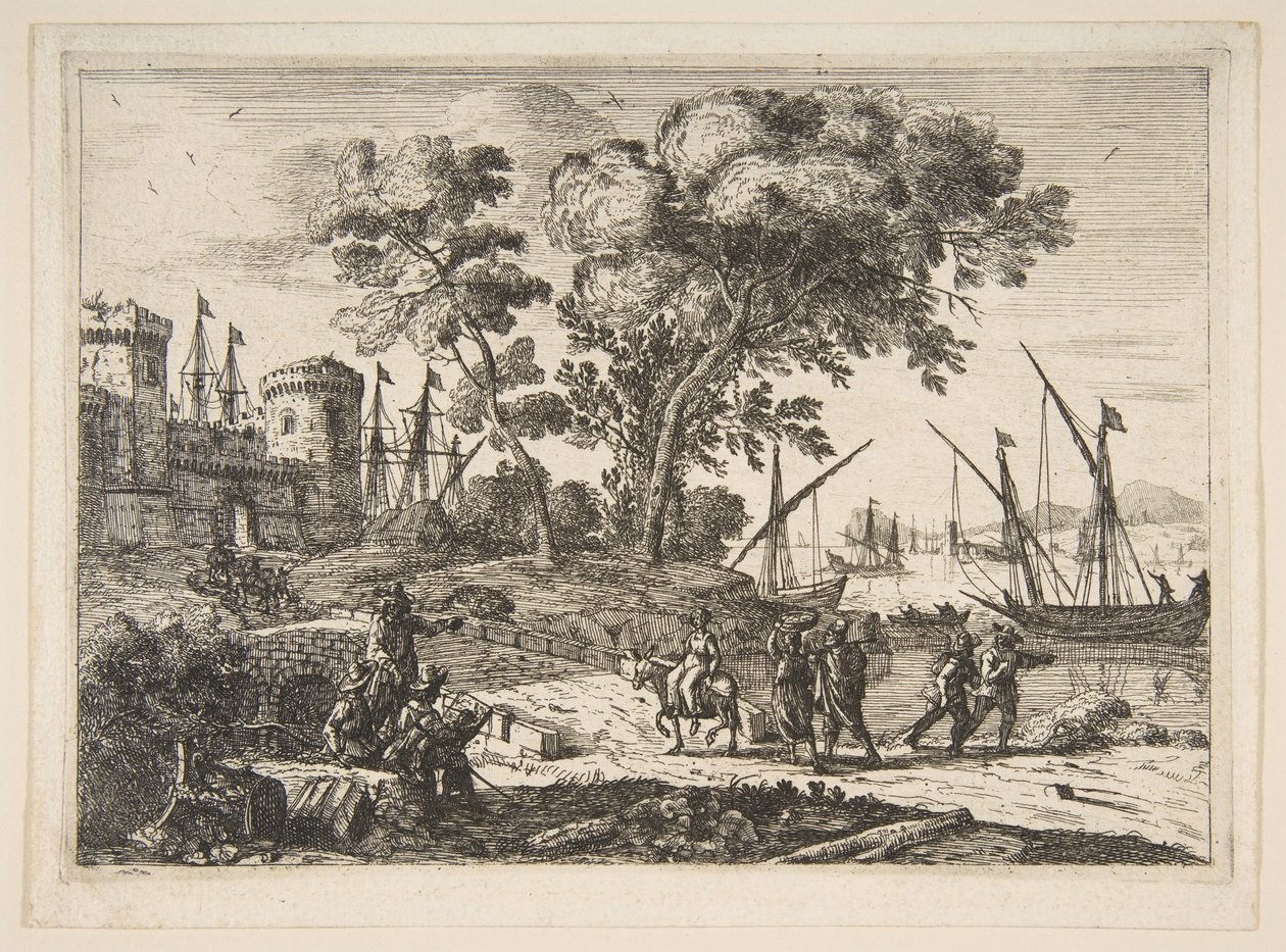 Kustscène met een Kunstenaar door Claude Lorrain