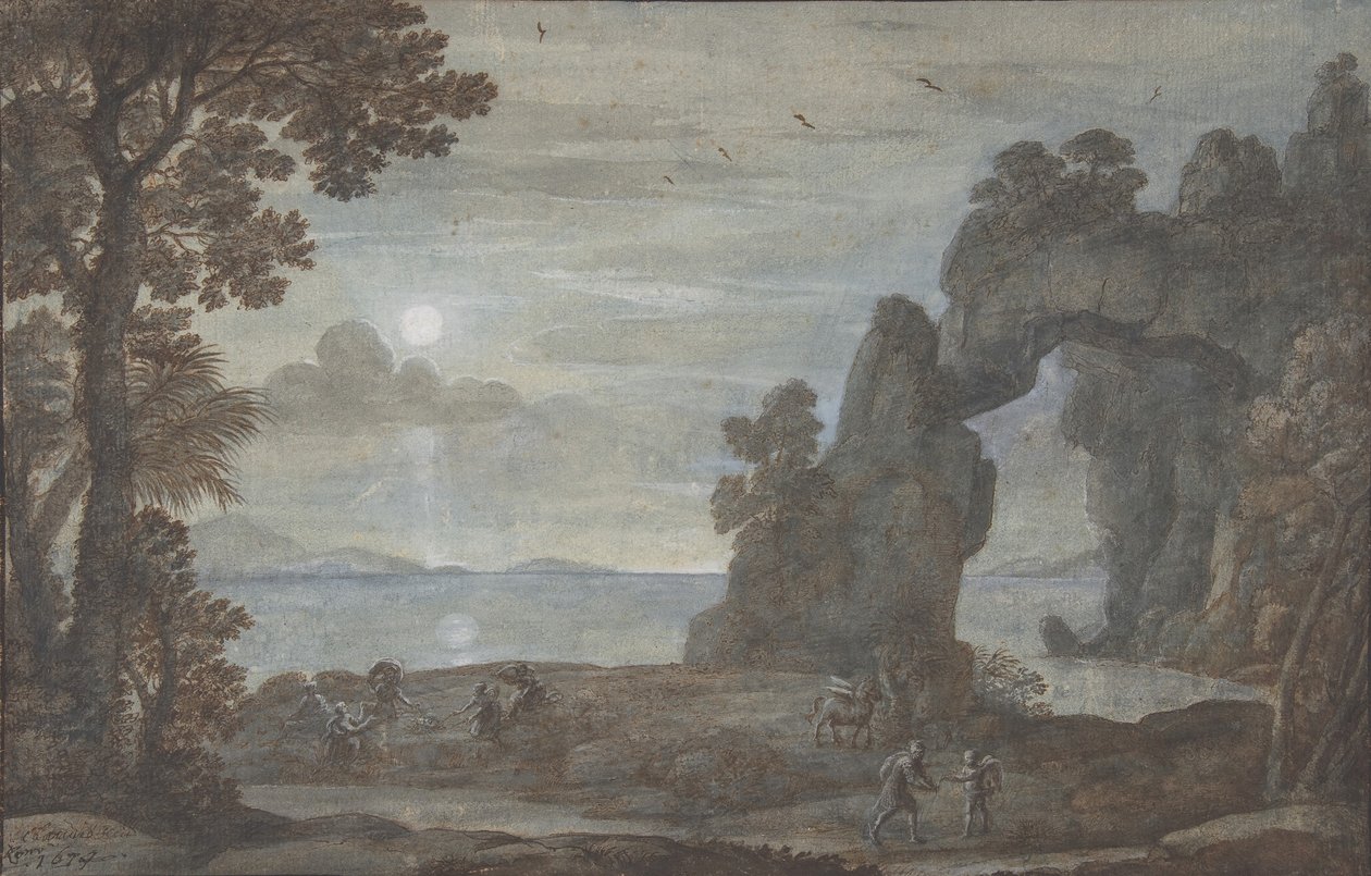 Kustzicht met Perseus en de oorsprong van koraal door Claude Lorrain