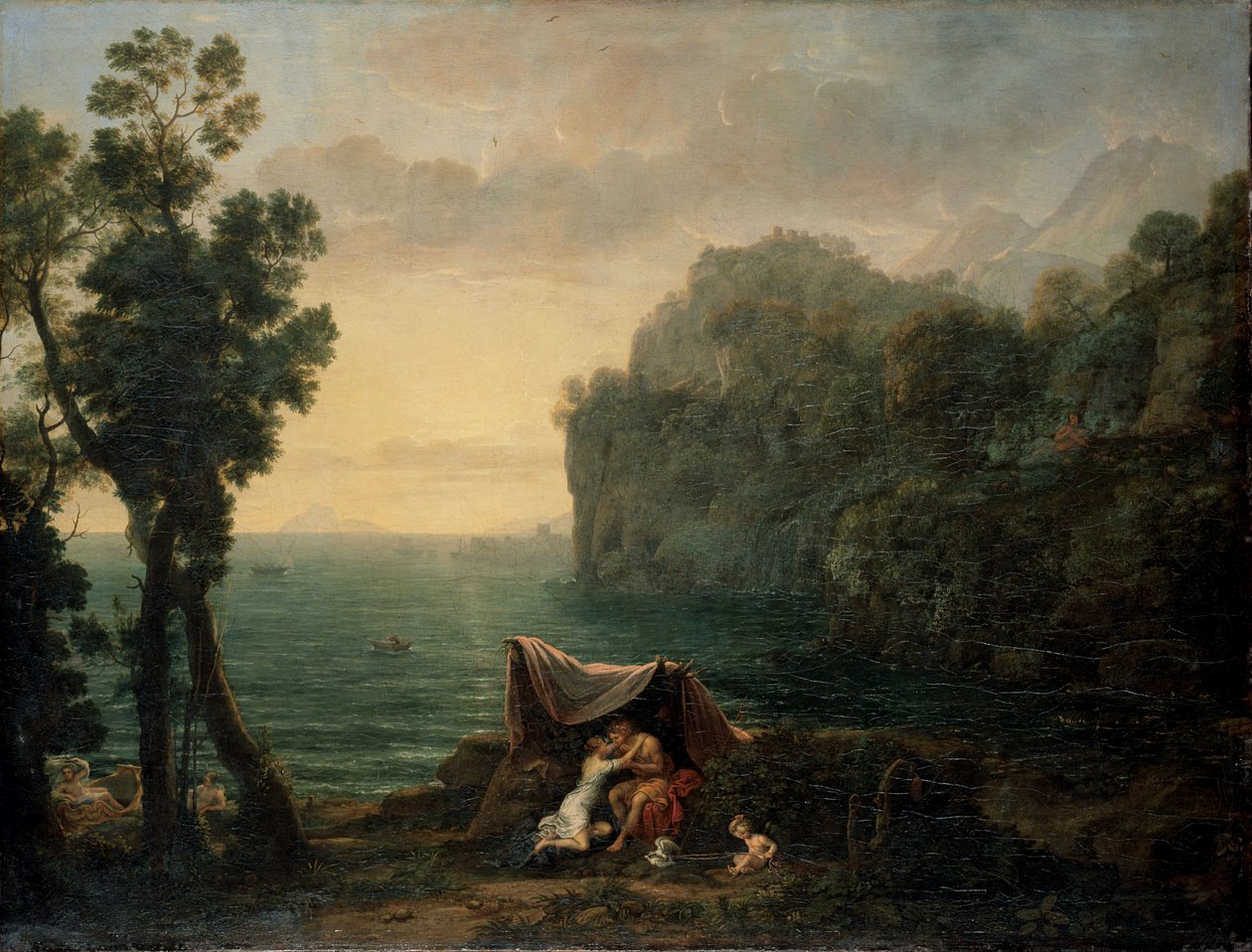 Kustlandschap met Acis en Galatea door Claude Lorrain