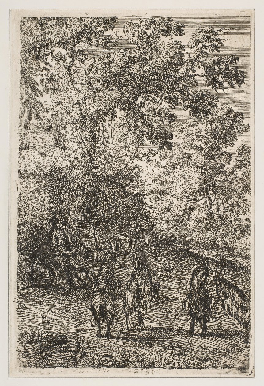 Vier geiten linker sectie van De geiten, ca. 1630-33 door Claude Lorrain