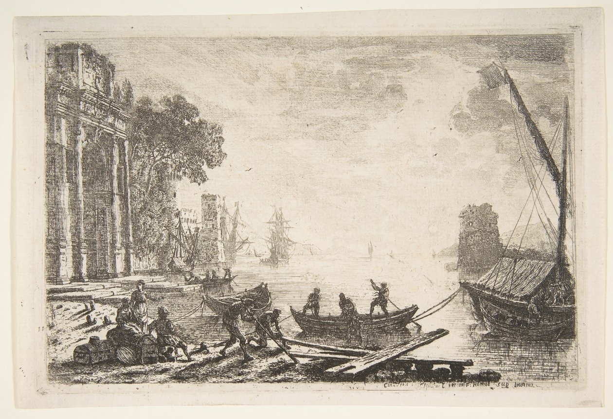 Havengezicht met opkomende zon, 1634 door Claude Lorrain
