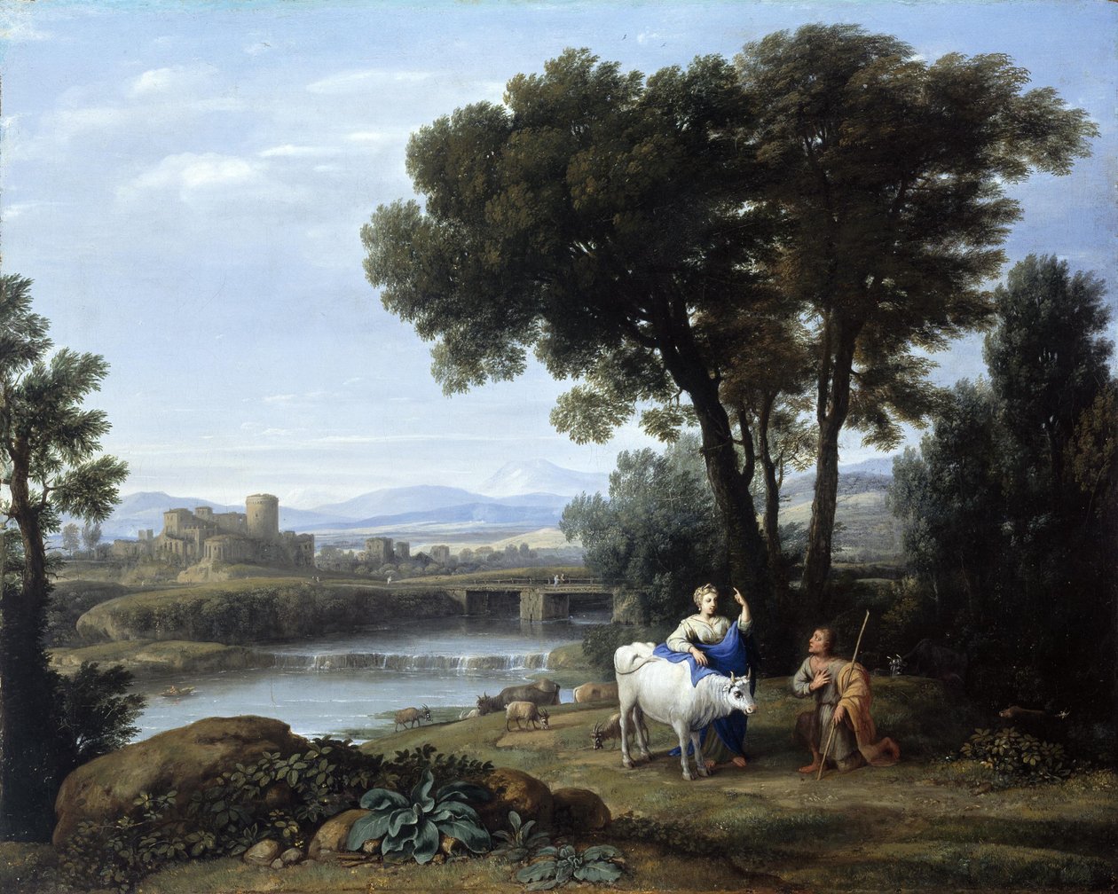 Juno vertrouwt Io toe aan de zorg van Argus door Claude Lorrain