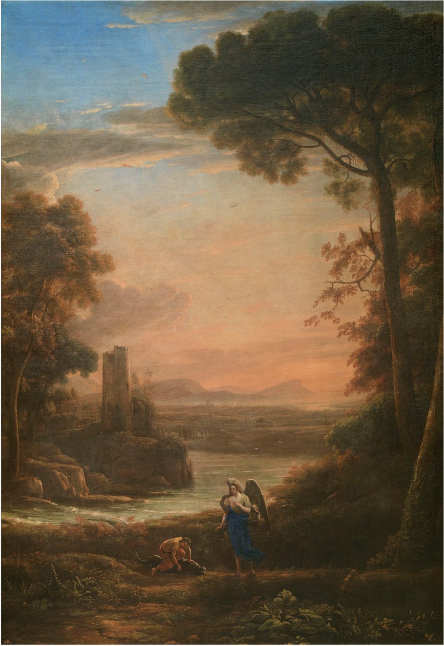 Landschap met Tobias en de engel, 1639-1640 door Claude Lorrain