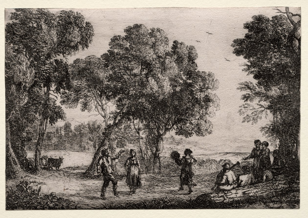 Landschap met een Dorpsdans (Kleine Plaat) door Claude Lorrain