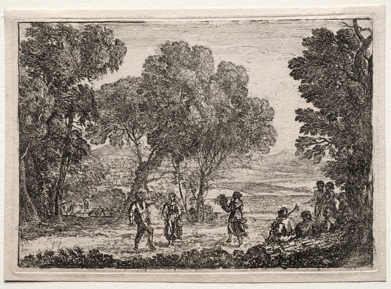 Landschap met een landelijke dans Kleine Plaat, ca. 1637 door Claude Lorrain